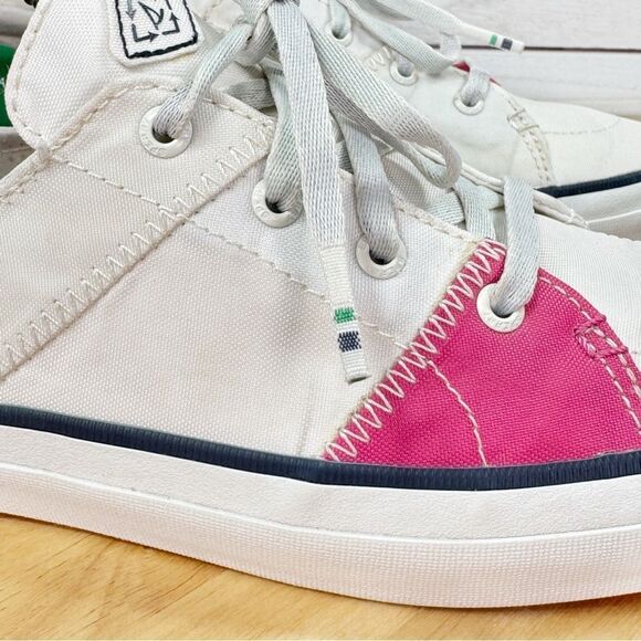 Sperry Crest Vine Bionic Sailcloth Sneaker Shoes White Pink Green 10 - Picture 7 of 11